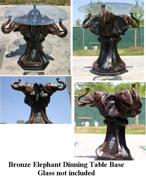 Bronze Elephant Table Base support 30 inch tall coffee table